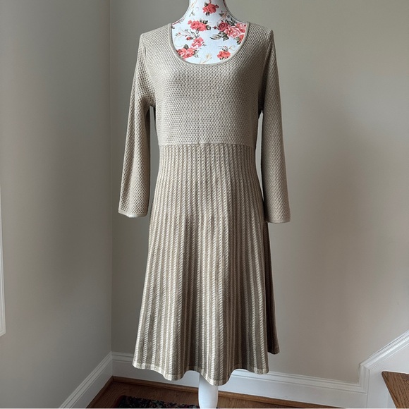 Calvin Klein Gold Metallic Sweater Dress - Picture 1 of 17